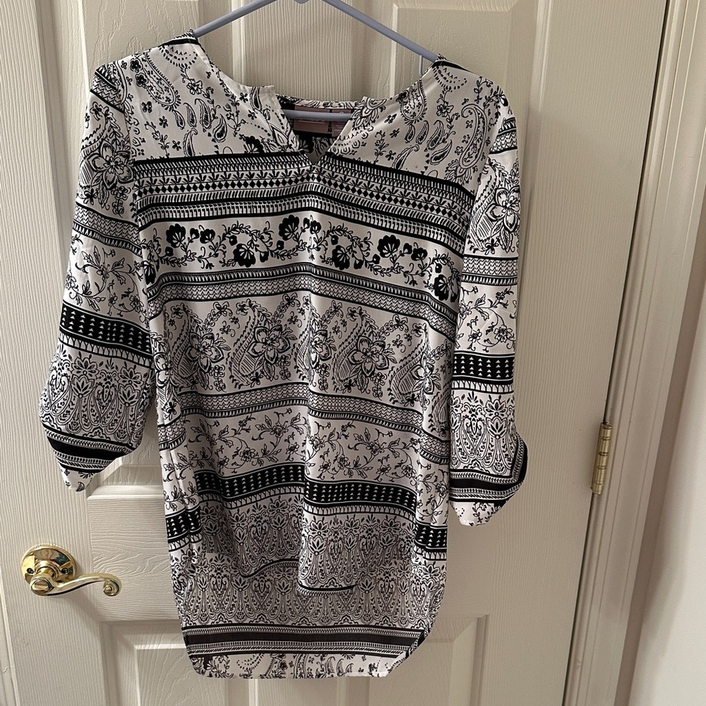 Chico's Monochrome Paisley Blouse